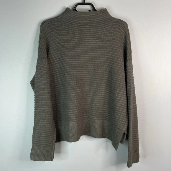 GARAGE NWT Blackened Pearl Grey Horizontal Rib Stitch Funnel Neck Sweater Size L - Picture 6 of 11